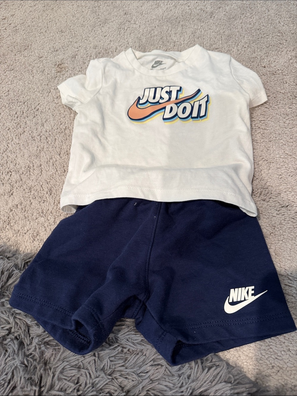 Nike Kids 'Just Do It' White Tee & Navy Shorts Set